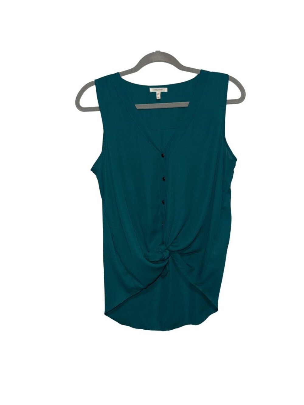Maurices Sleeveless Teal Button-Front Knot Tank Top Size M
